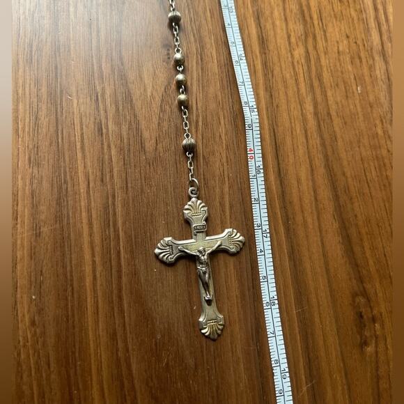 Vintage 1960s Hill Mark 925 STERLING Silver Rosary Bead Necklace Crucifix - Picture 10 of 16